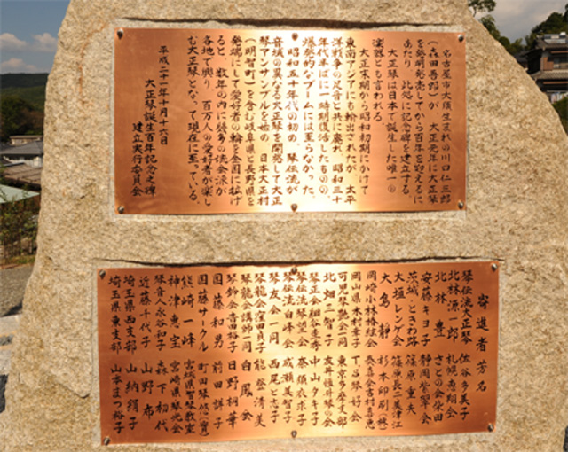 記念碑背面の銅板