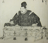 二弦琴演奏の絵