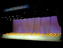 舞台一杯に広がる大正琴アンサンブル